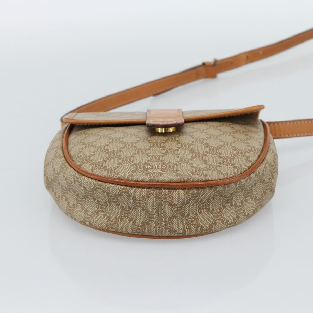 Celine Vintage Macadam Canvas and Leather, Beige, Canvas, Shoulder Bag