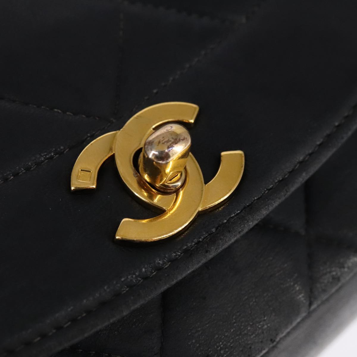 Chanel Vintage Diana Flap Bag Quilted Lambskin, BLACK, LEATHER, Shoulder bag