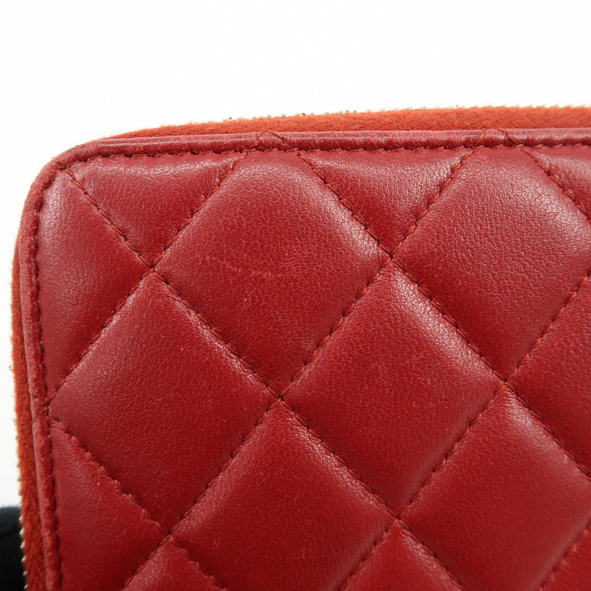 Chanel Zip Around Quilted Lambskin, Red, Leather, Wallet