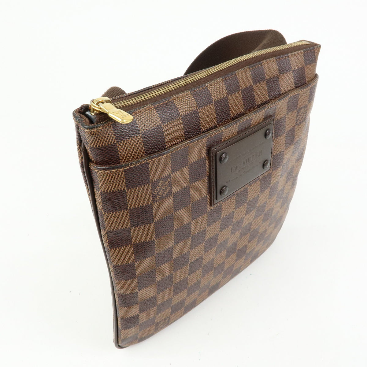 Louis Vuitton Brooklyn Pochette Plate Damier, Brown, Canvas, Clutch