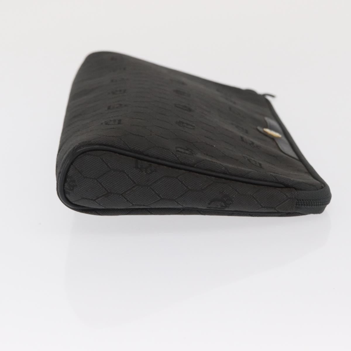 Christian Dior Vintage Honeycomb Zip Coated Canvas, Black, Canvas, Clutch
