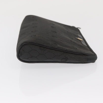 Christian Dior Vintage Honeycomb Zip Coated Canvas, Black, Canvas, Clutch