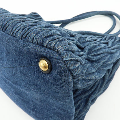 Miu Miu Convertible Matelasse Denim, Blue, Denim, Tote Bag