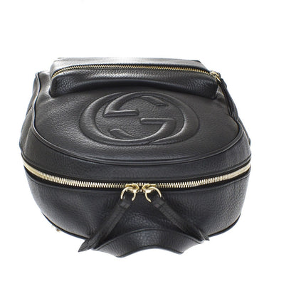 Gucci Soho Chain Leather, Black, Leather, Backpack