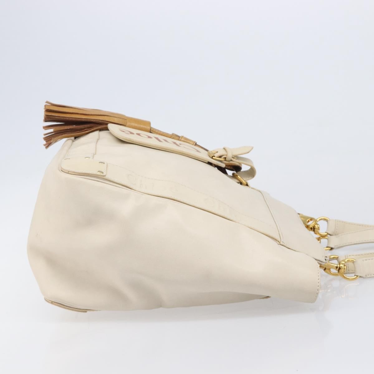 Chloe Eden Leather, White, Leather, Tote Bag