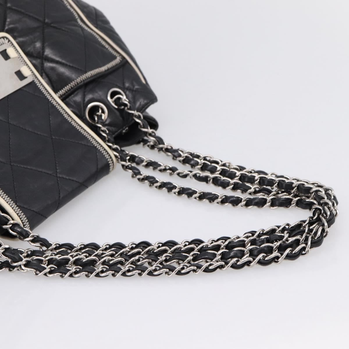 Chanel North South Mademoiselle Lock Quilted Leather, Black, Leather, Tote Bag