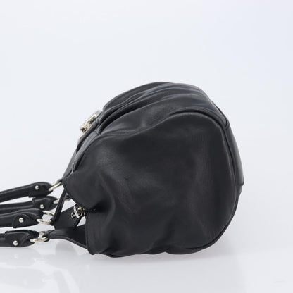 Salvatore Ferragamo Gancini Leather, Black, Leather, Handbag