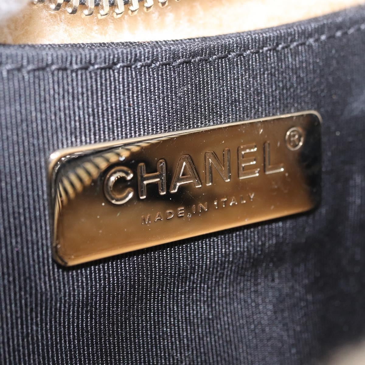 Chanel CC Mania Waist Shearling and Shiny Crumpled Sheepskin, Black, Textile, Handbag