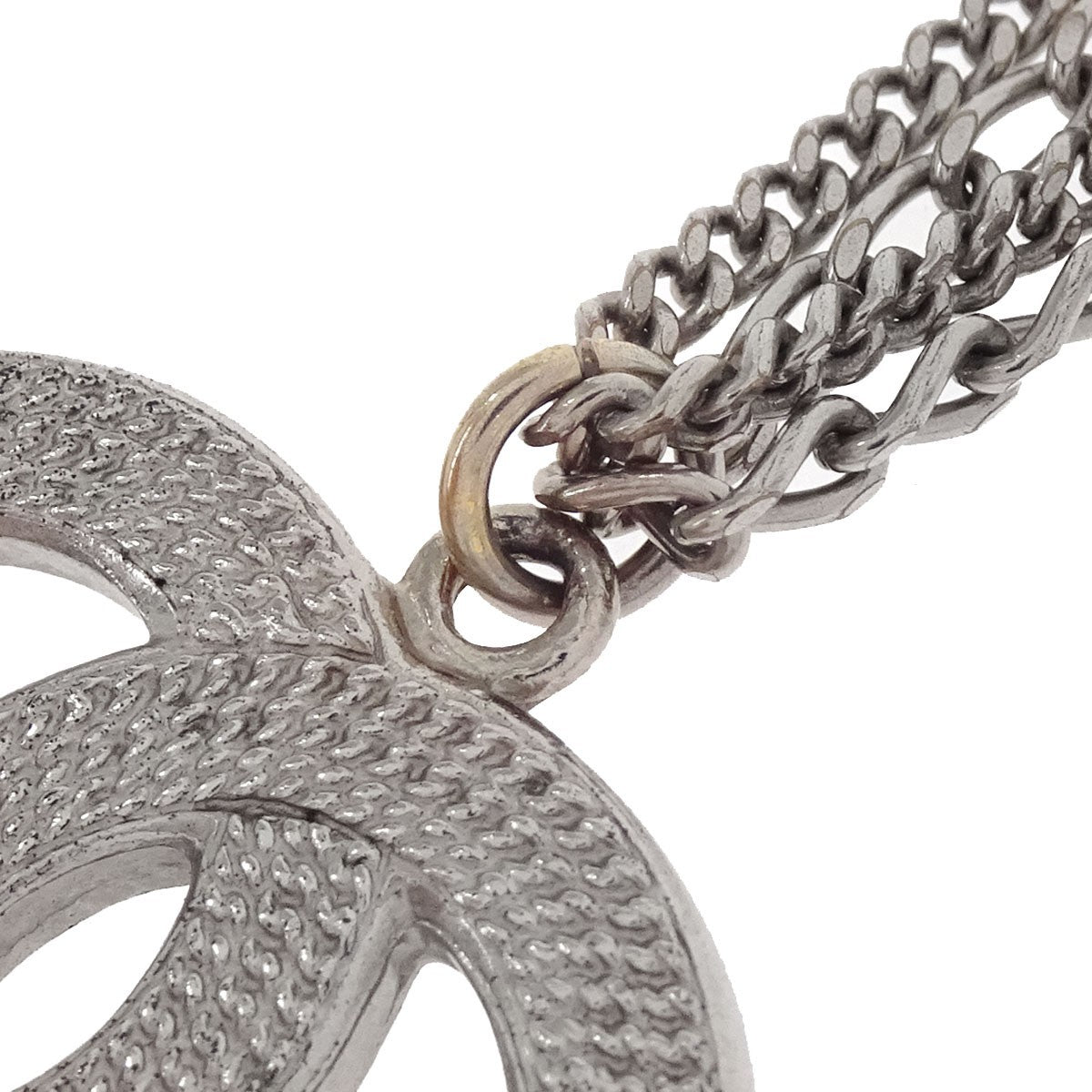 Chanel Quilted CC Pendant Chain Metal, Silver, Silver Plated, Necklace