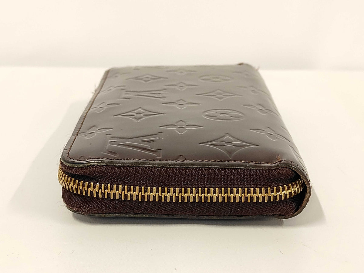 Louis Vuitton Zippy Monogram Vernis, Brown, Patent Leather, Wallet