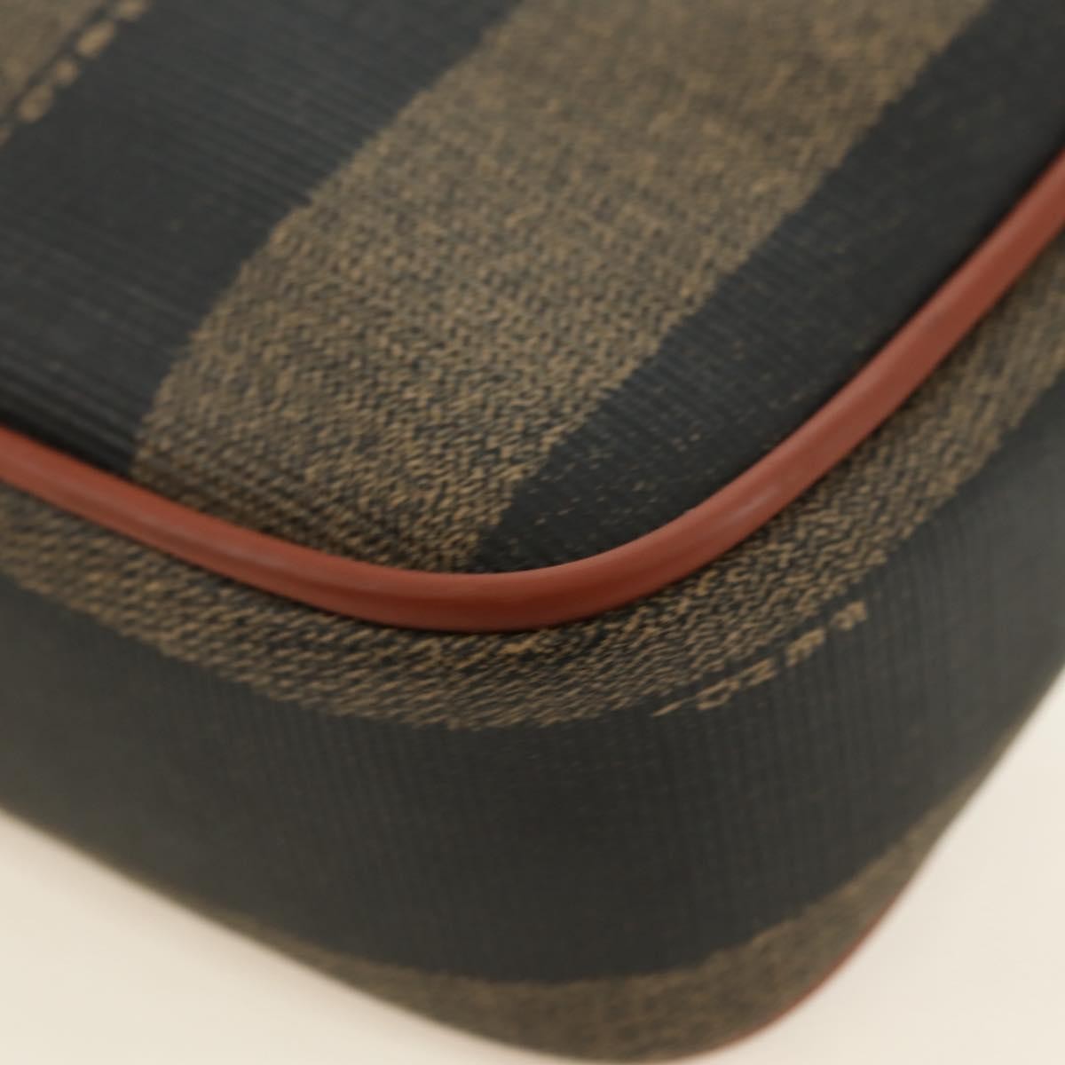 Fendi Vintage Pequin Coated Canvas, Brown, Canvas, Tote Bag
