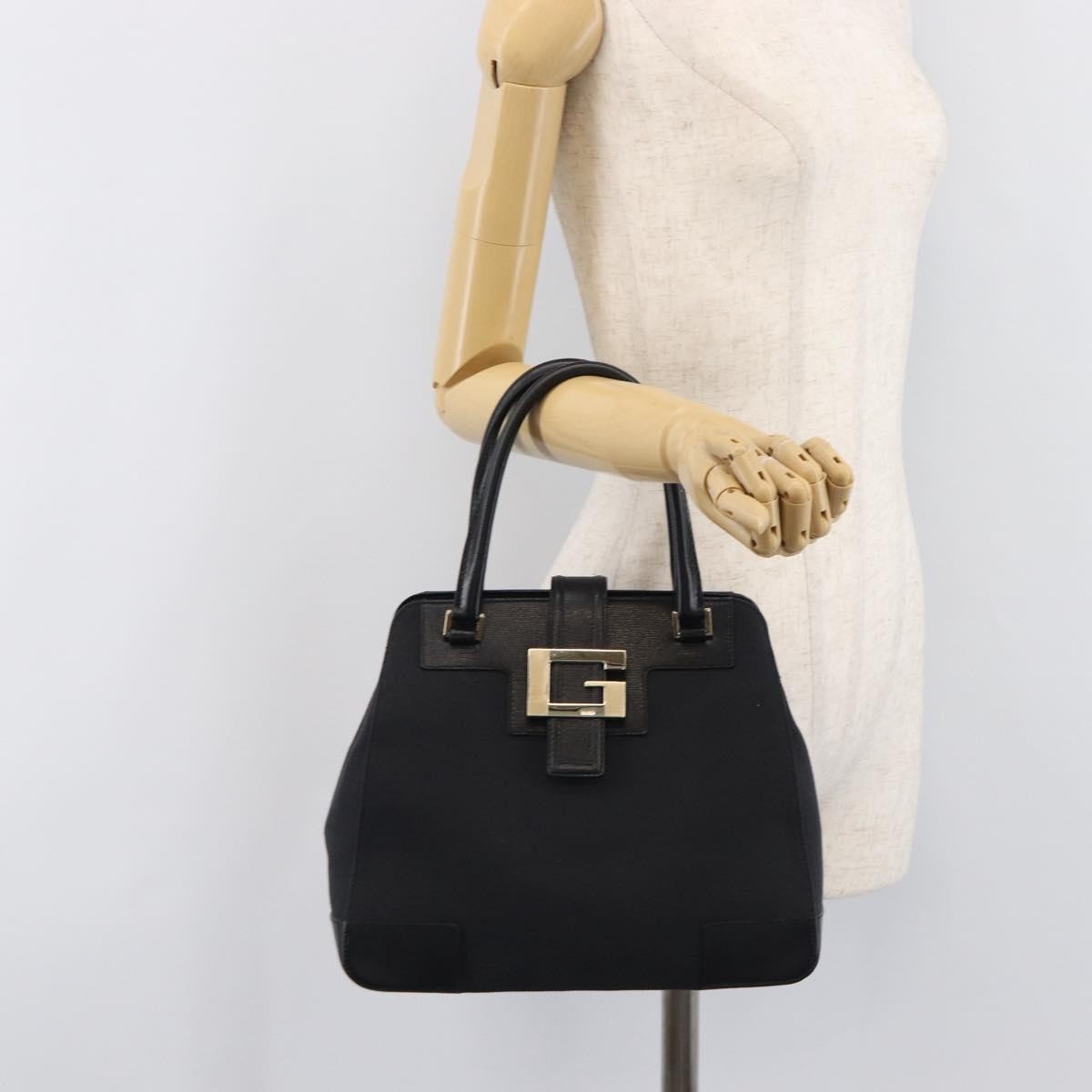 Gucci Vintage G logo Canvas, Black, Leather, Shoulder Bag