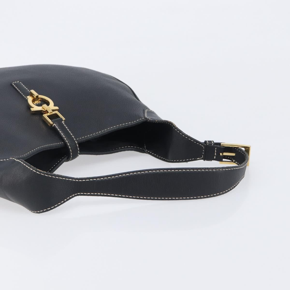 Salvatore Ferragamo Gancini Leather, Black, Leather, Crossbody Bag