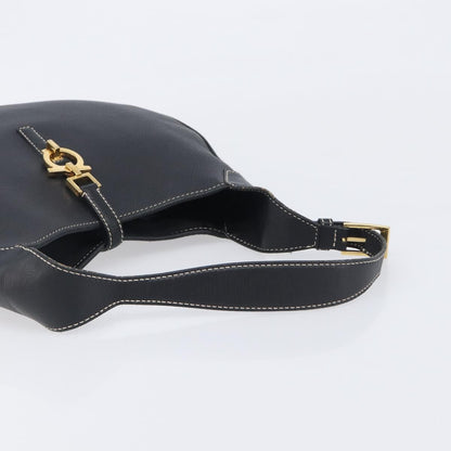 Salvatore Ferragamo Gancini Leather, Black, Leather, Crossbody Bag