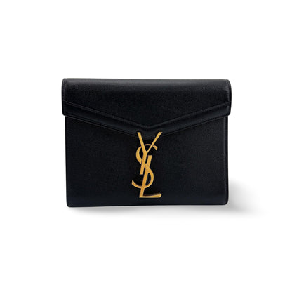 Saint Laurent Cassandra Chain Leather, Black, Leather, Shoulder Bag