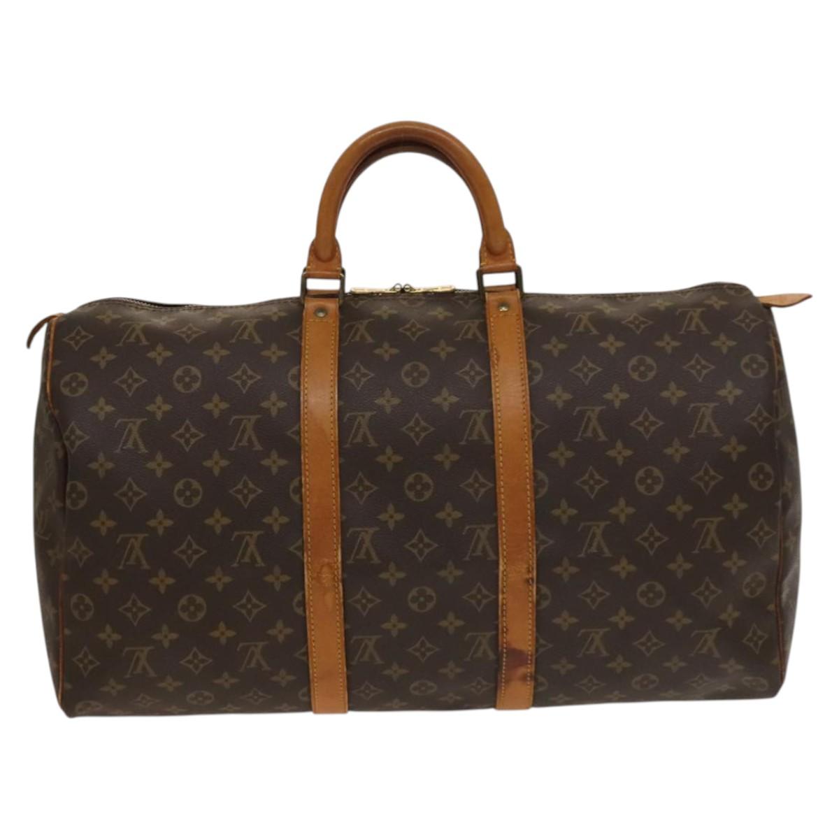 Louis Vuitton Keepall Bag Monogram Canvas, BROWN, CANVAS, Travel bag