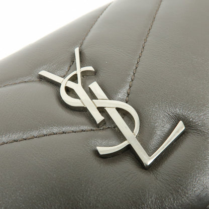 Saint Laurent Loulou Matelasse Chevron Leather, Gray, Leather, Shoulder Bag