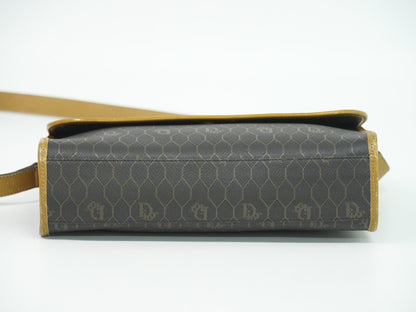 Christian Dior Vintage Honeycomb Canvas, Black, Canvas, Shoulder Bag