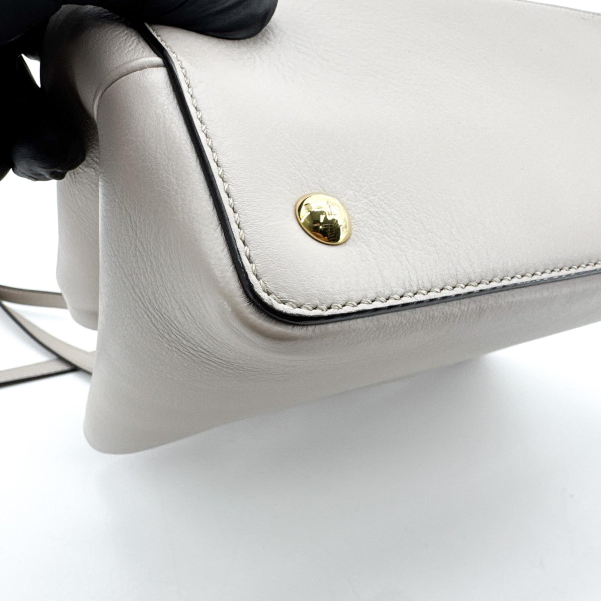 Fendi 2Jours Leather, Gray, Leather, Handbag