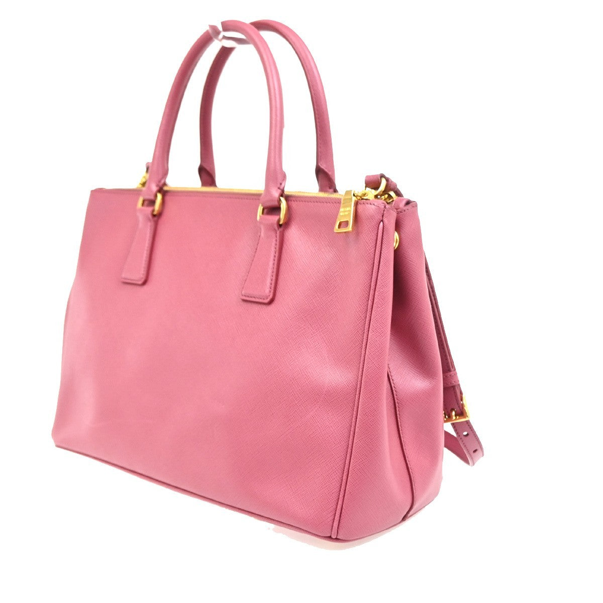 Prada Double Zip Lux Convertible Saffiano Leather, Pink, Leather, Tote Bag