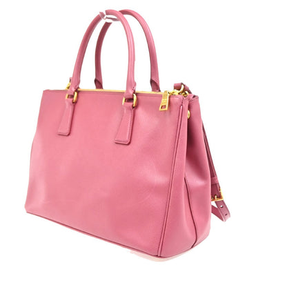 Prada Double Zip Lux Convertible Saffiano Leather, Pink, Leather, Tote Bag