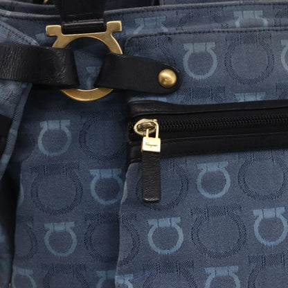 Salvatore Ferragamo Gancini Canvas, Navy, Canvas, Crossbody Bag