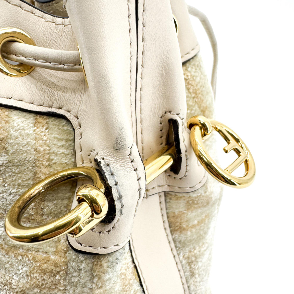 Fendi Mon Tresor Bucket Zucca Velvet Jacquard, Beige, Velvet, Handbag