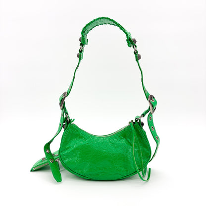 Balenciaga Le Cagole Giant Studs Leather, Green, Leather, Shoulder Bag
