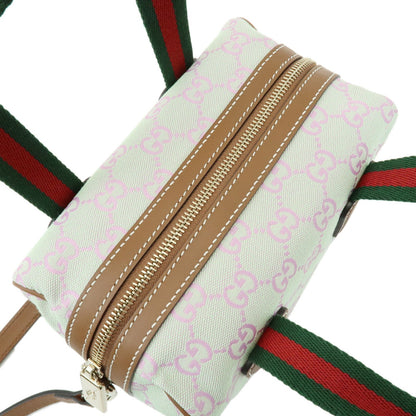 Gucci Web Boston GG Canvas, Green, Canvas, Handbag