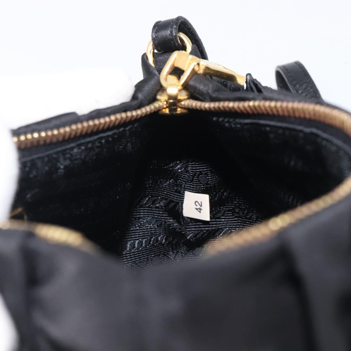 Prada Bow Wristlet Tessuto, Black, Nylon, Clutch