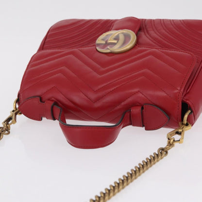 Gucci GG Marmont Top Handle Matelasse Leather, Red, Leather, Handbag