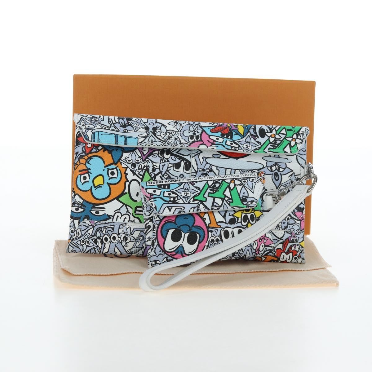 Louis Vuitton Trio Envelope Pouch Set Limited Edition Monogram Comics Canvas, Multicolour, Canvas, Clutch