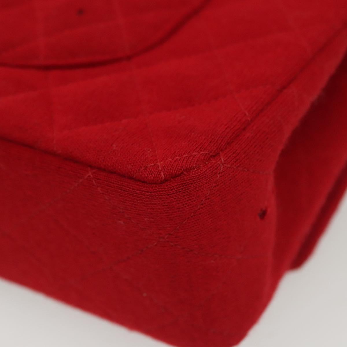 Chanel Vintage Classic Double Flap Bag Quilted Wool, RED, COTTON, Shoulder bag
