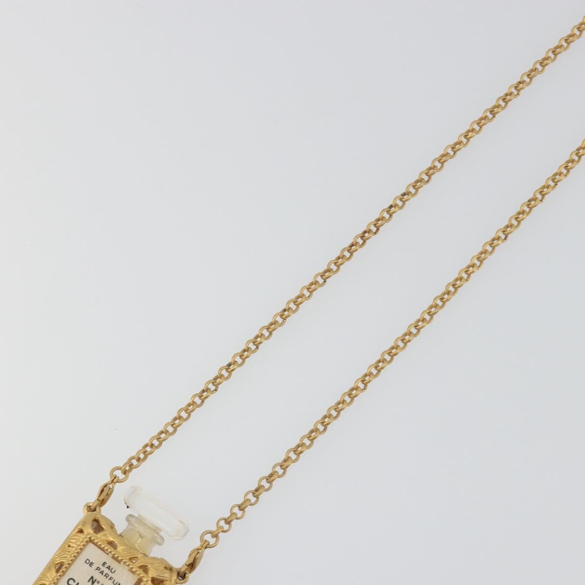 Chanel CC No.5 Perfume Bottle Pendant Metal with Crystals, Gold, Metal, Necklace