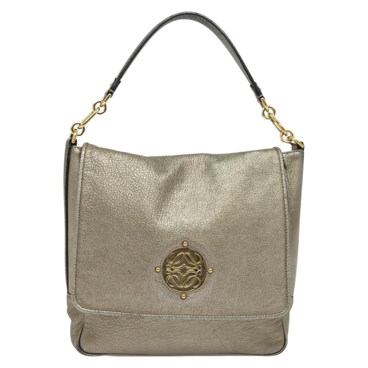 Loewe Anagram Leather, Gold, Leather, Tote Bag