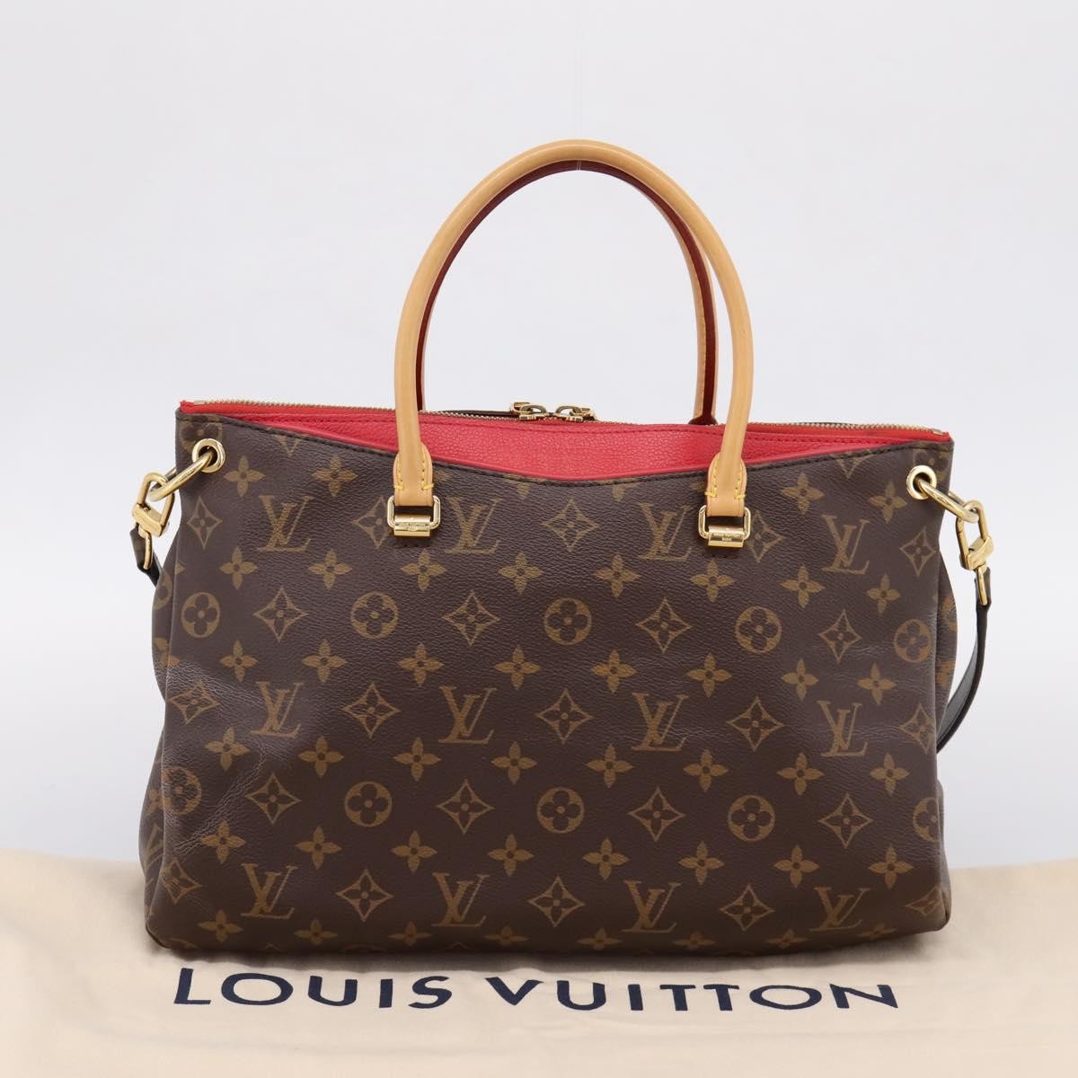 Louis Vuitton Pallas Monogram Canvas with Leather, Brown, Canvas, Tote Bag