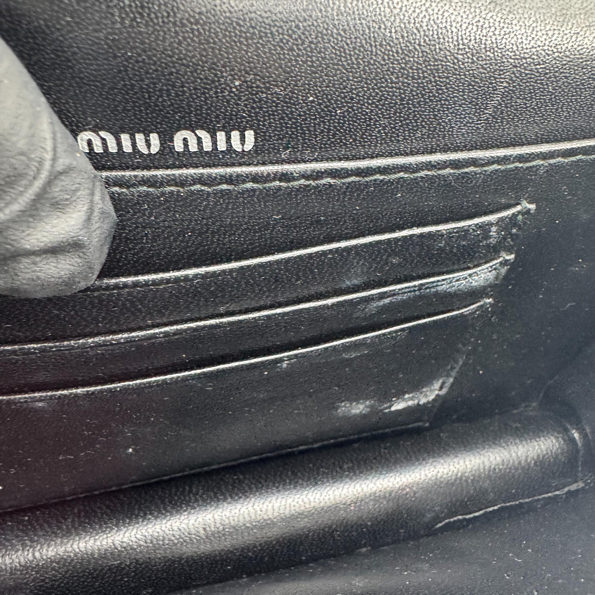 Miu Miu My Logo Chain Patent, Black, Patent Leather, Crossbody Bag