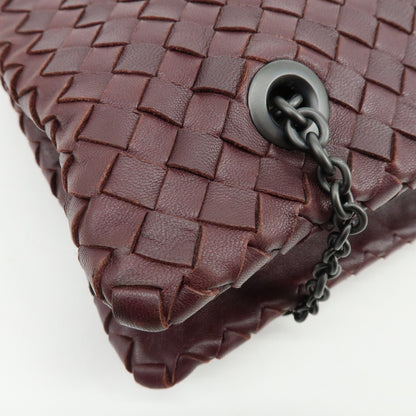 Bottega Veneta Double Chain Intrecciato Nappa, Burgundy, Leather, Tote Bag
