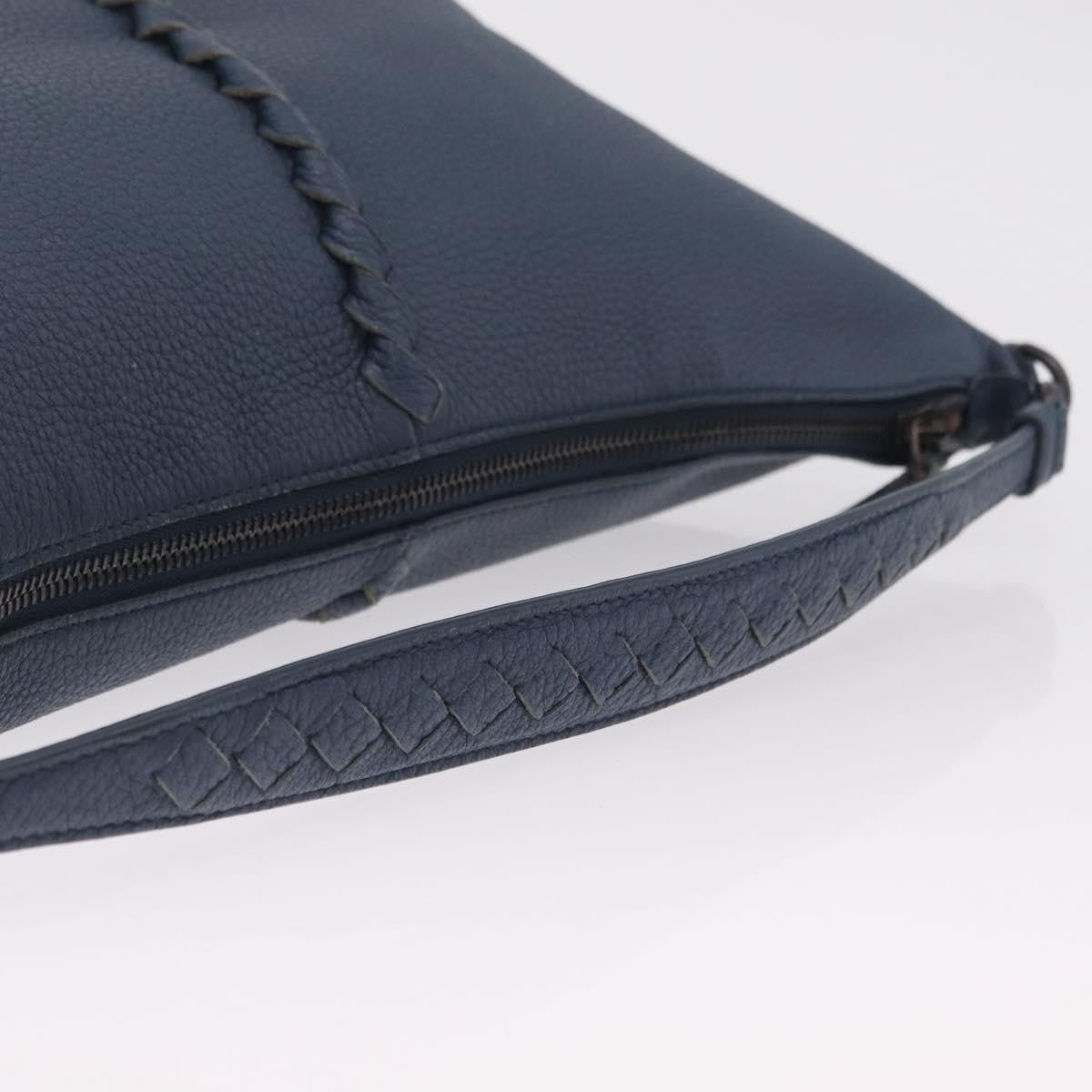 Bottega Veneta Zip Hobo Cervo with Intrecciato Detail, Blue, Leather, Shoulder Bag