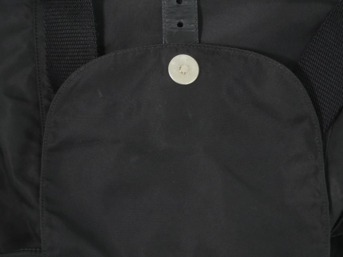 Prada Front Pocket Buckle Nylon, Black, Nylon, Backpack