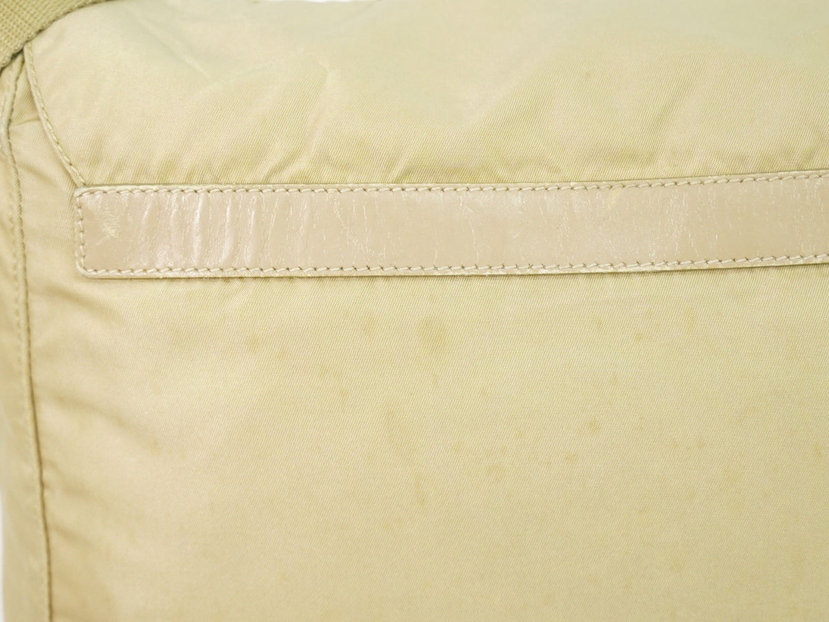 Prada Buckle Messenger Tessuto, Beige, Nylon, Shoulder Bag