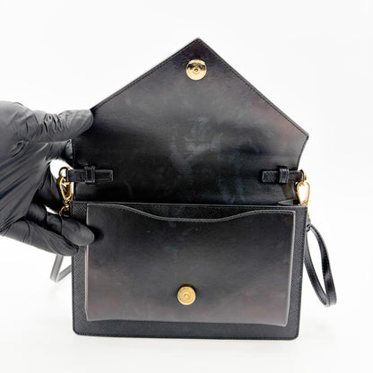 Prada Envelope Clutch Saffiano Leather, Black, Leather, Clutch
