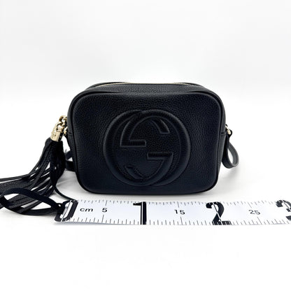 Gucci Soho Disco Leather, Black, Calfskin, Crossbody Bag