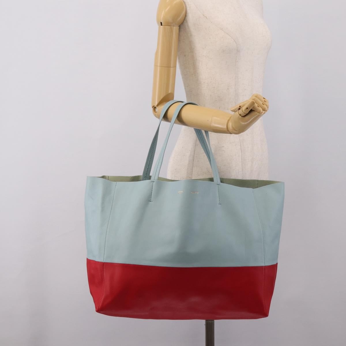 Celine Horizontal Bi-Cabas Leather, Blue, Leather, Tote Bag