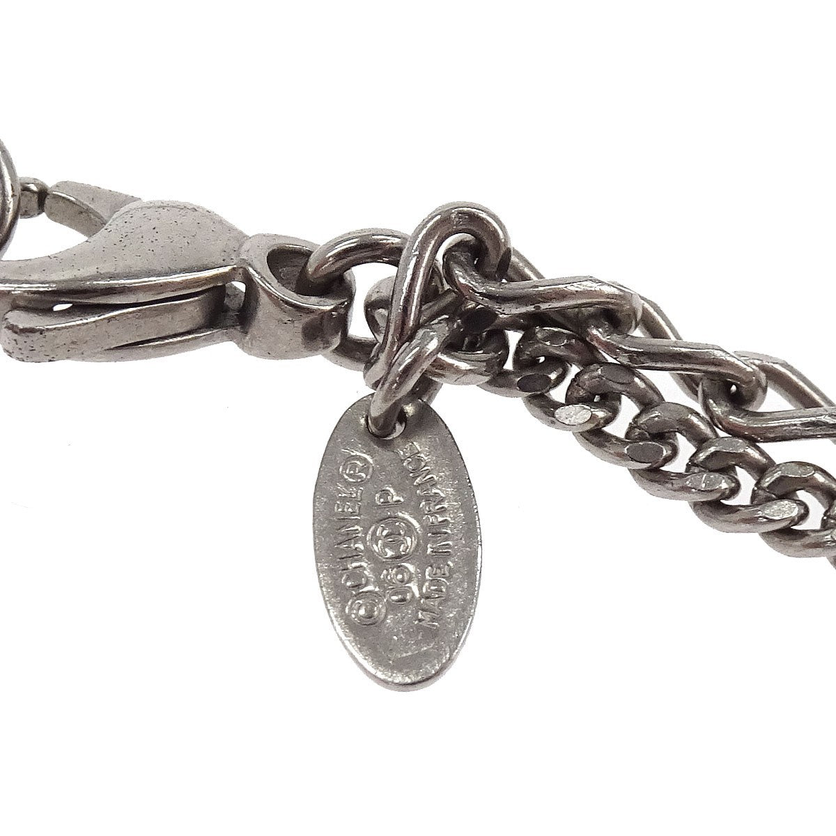 Chanel Quilted CC Pendant Chain Metal, Silver, Silver Plated, Necklace