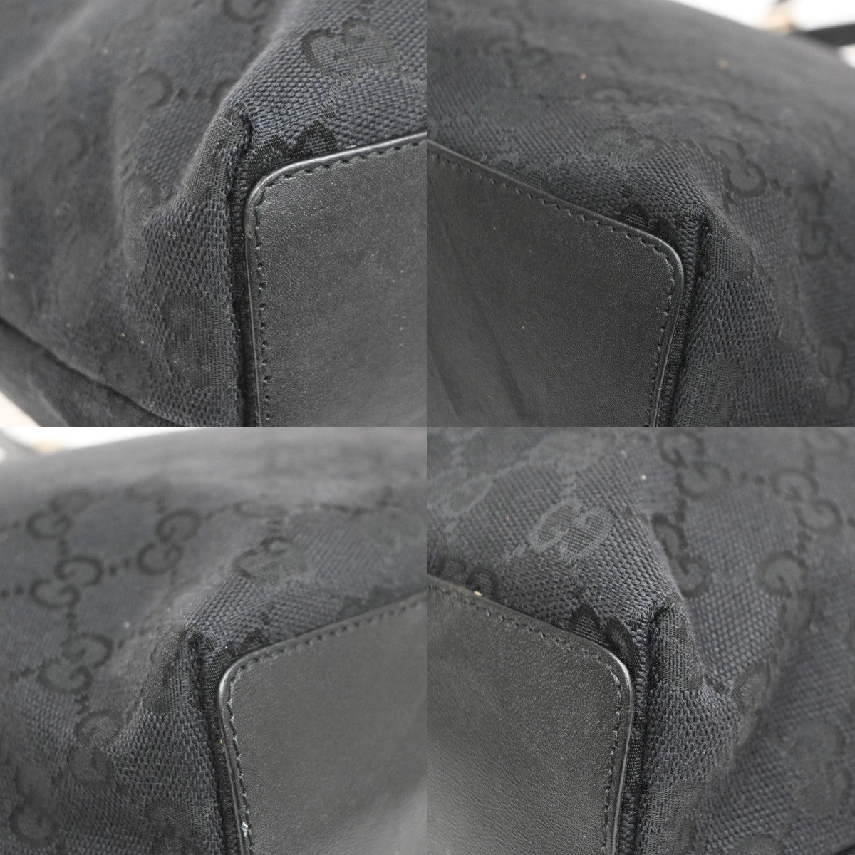 Gucci Vintage Bucket Shopping GG Canvas, Black, Canvas, Tote Bag