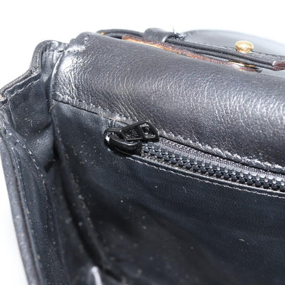 Celine Flap Shoulder Leather, Black, Leather, Shoulder Bag