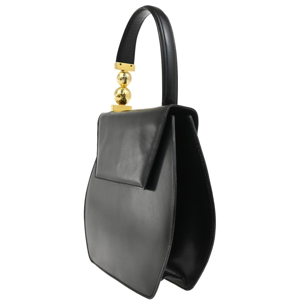 Celine Vintage Macadam Canvas, Black, Leather, Shoulder Bag
