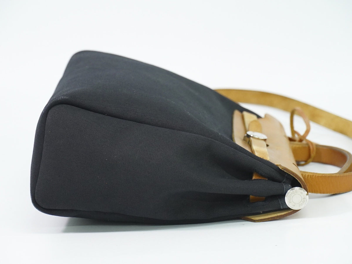 Hermes Herbag Toile and Leather, Black, Canvas, Handbag