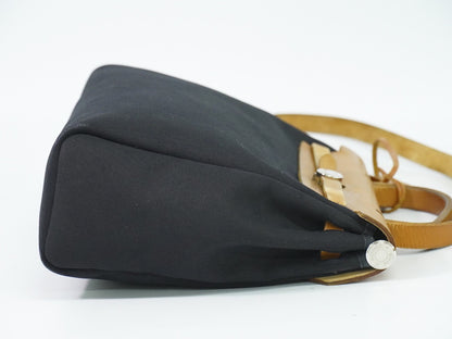 Hermes Herbag Toile and Leather, Black, Canvas, Handbag